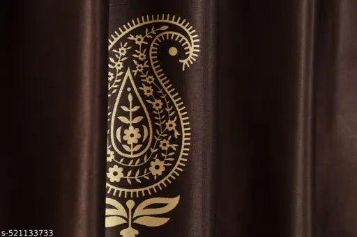 PRAFULL MILLAURE Polyester Full Bella Abstract Room Darkening SingleCurtain for Door, Window,7 Feet, 5 Feet,BROWN