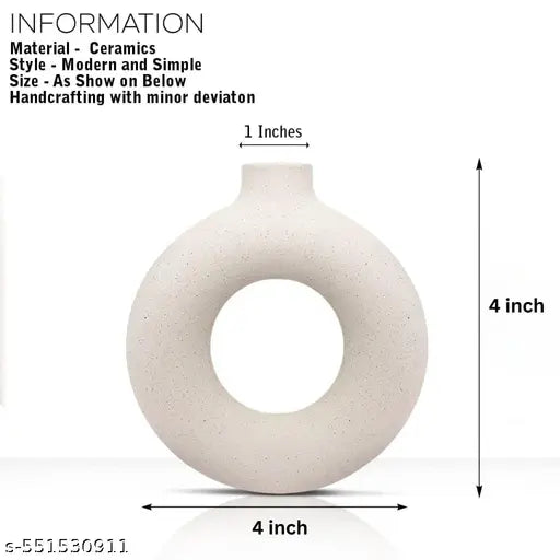 Ceramic Donut Vase, Flower Vase Vase, Vase Home Decor Centrepiece Decor for Home, Office, or Gifts-Vase