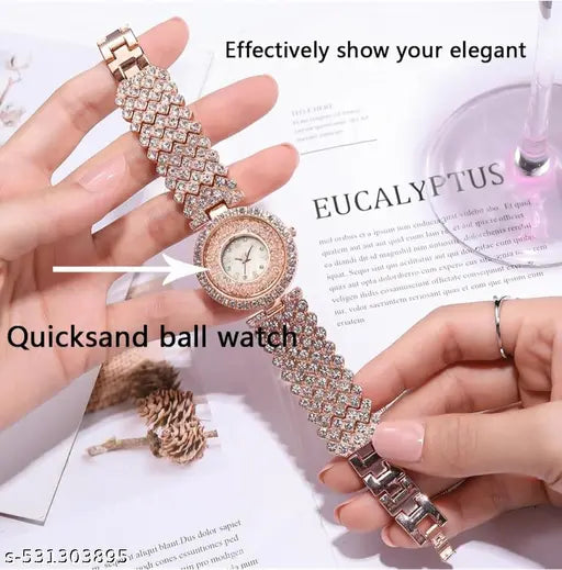 New Korean design shiny Cristal diamond premium looks analog watch for women and pretty girls