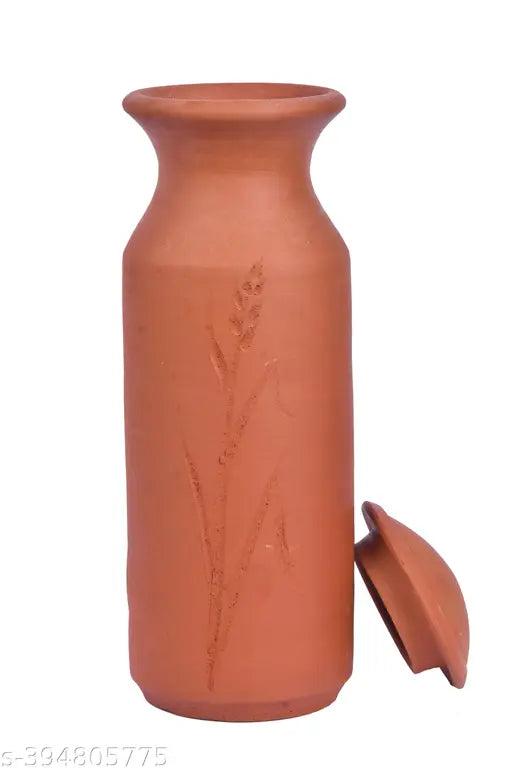 OUR RURAL handmade water bottle clay water bottle with lid1000 Ml
