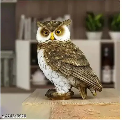 Owl Statue Office Animal Figurine Sculpture Home Decor Side 12x9x14.5cm Decorative Showpiece - 12 cm  (Resin, Multicolor)