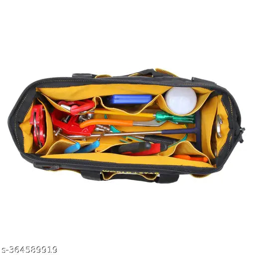 tool bag super durable and strong. It has bottom support cardboard and bolts. It is water-resistant which makes it easy to carry around in every weather condition