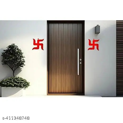 Swastik for Door Entrance,Pooja room,Evil Eye,Vastu,Feng Shui,Red Piramid Swastika,Mandir,Pooja Room,Home and Wall Decor ( 4 x 4 inch)