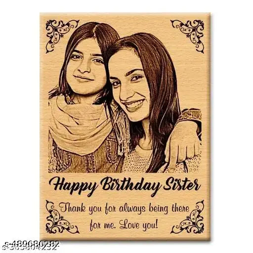 Personalized Engraved Rectangular Wooden Photo Plaque for Mom, Husband, Boyfriend, Bestie, Father, Sister, Best Friend Birthday (6 x 4 inches, Brown)