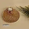 Gallery Lotus Leaf Metal Round Plate for Home/Pooja with Tealight Candle/Diya Holder (Golden; Diameter - 8 Inch)