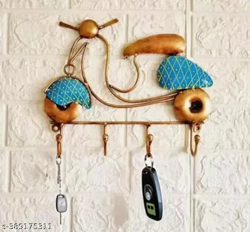 Metal Key Holder Scooter Wall Hanging Showpiece