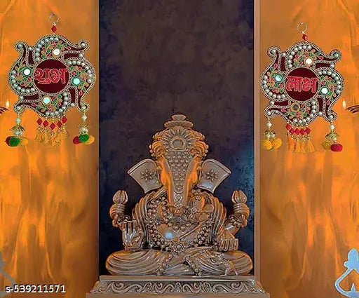 Subh Labh Wall Hanging Diwali Decoration Wall Décor- Set of 2, Multicolor