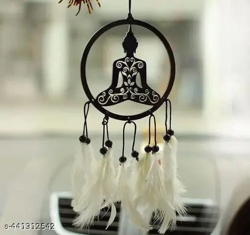 sioncet created budha white for car hanger, Dream catcher hand made ( Pack of One )
