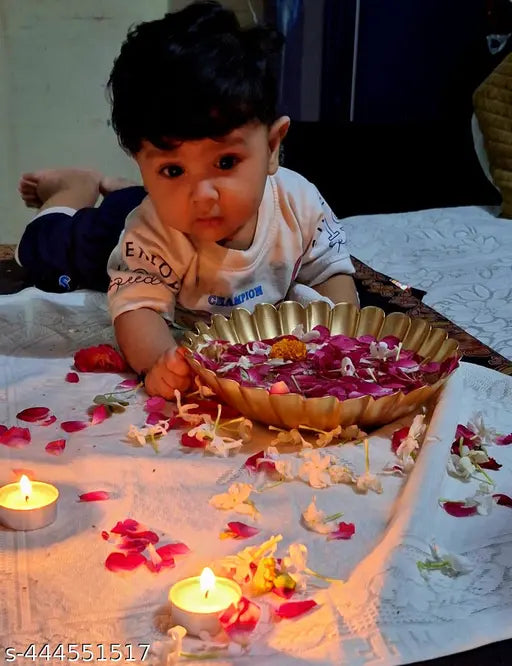 urli bolw Decorative Taj Urli for Flowers - Handcrafted Taj Urli Perfect for Diwali Decoration, Wedding Decoration and Office Decoration (Golden, 10 Inch)