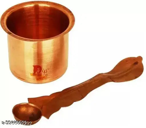 Pooja lota 12cm Kalash for puja Copper Panch Patra Copper Tambe ka lota for puja lota for puja Copper lota for puja Copper panchapatra for puja (Big Size, 12 cm, Brown) Copper Kalash | Tambe Ka Lota for Drinking Water | Copper Pot for Diwali, Pooja, Festi