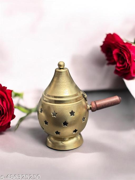 SM India Loban Incense Bakhoor Burner Sambrani Dhoop Burner with Handle for Home Purifying Hand Loban Burner for Home Office Temple Prayer Dhoop Dani