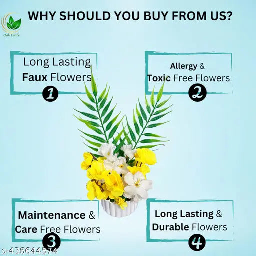 Artificial Flowers with Pot For Home Living Room Decoration (ONE SIDED GULDASTA) yellow