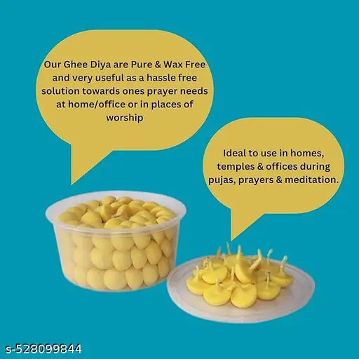 Konark Puja Ghee Wicks Pack of 100 Ghee Batti ,Homemade pure Ghee Batti for Aarti and Puja pack of 100 Pcs