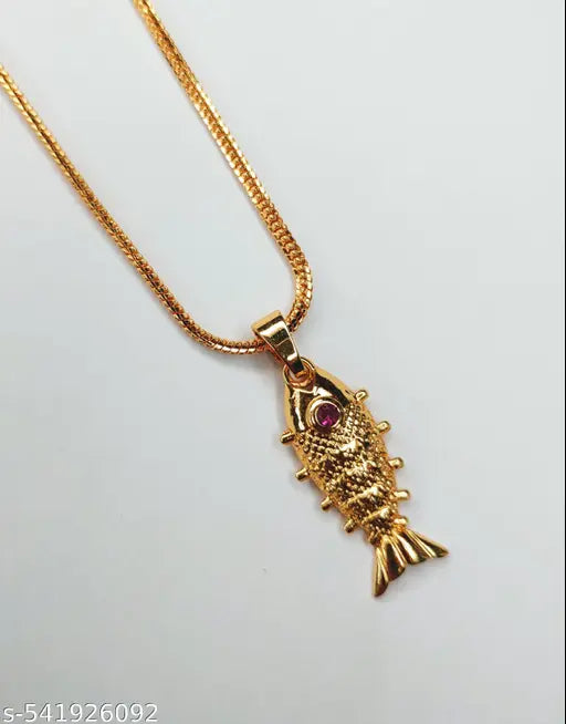 Elegant Gold Micro Plated Fish Pandent Chain for Women – Lightweight & Stylish