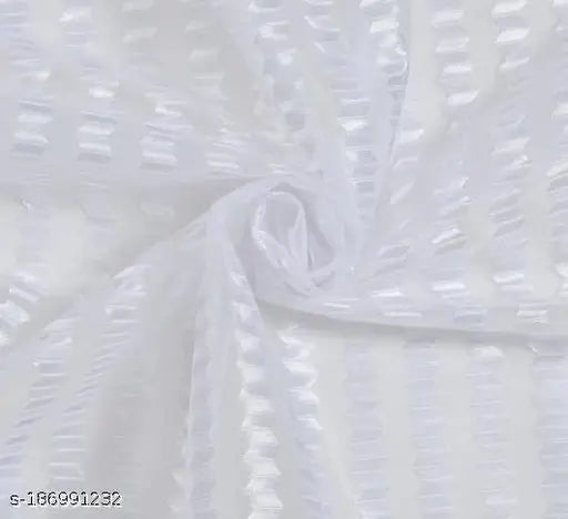 Prafull Millaure Polyester Fancy Transparent Sheer Tissue Net Door Curtain Parda for Drawing Room , Living Room/Bedroom , 7 Feet , 5 Feet, White , Pack of 2 Pcs