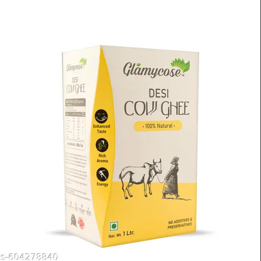 Glamycose Pure Desi Cow Ghee 1 Litre Tetra |  No Added Color and Preservatives, No Added Fragrance, 100% Naturally obtained Ghee | 1 Ltr Tetra Pack
