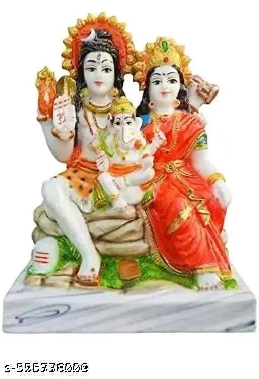 Shiv Parivar Idol Shiv Ji, Bholenath Murti Car Dashboard, Religious Gift for Office, Home Decor, Temple, Spiritual Gift Decorative Showpiece Multi Color