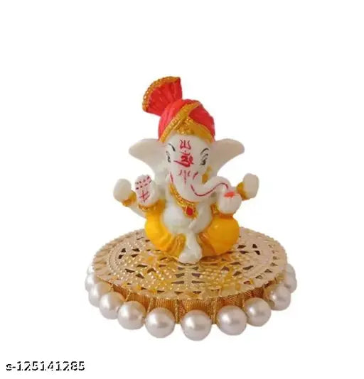 Lord Ganesha Idol on Decorative Handcrafted Plate for Home and Car | Showpiece for living room|Ganesh ji ki murti|ganpati |Showpiece gift sets|statues|showpiece for living room|Ganesha showpiece |showpieces in home|