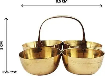 VISION INDIA CO Chaumukha Matka/Chowmukh Haldi Kumkum Holder/Rangoli Powder Holder/Puja Kumkum, Chandan, Chawal, Haldi Stand/Puja Essential/Heavy Stainless Steel Chukola Stand