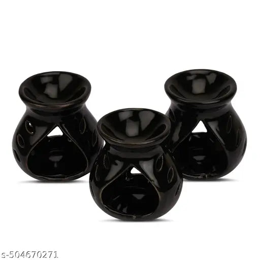 Set of 3 Midnight Black Elegant Tealight diffusers
