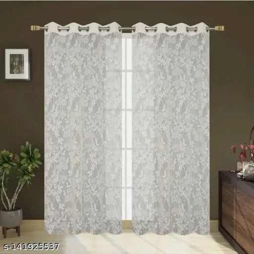 MSD DECOR HUB GIVES YOU GLITTERING NET SHEER CURTAINS  5x4 ,7x4 ,9x4 FOR WINDOW, DOOR, LONGDOOR 1 PECS II CREAM