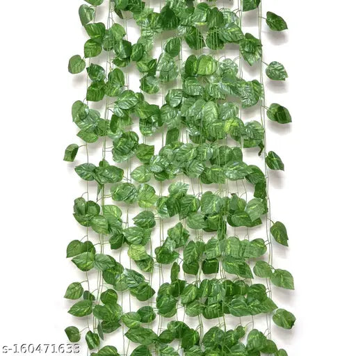 AKP Artificial Garland Money Creeper | Wall Hanging | Special Occasion Decoration | Office | Festival Theme Decorative | Length 8 Feet Pack of 2 Strings Artificial Plant Green Wild