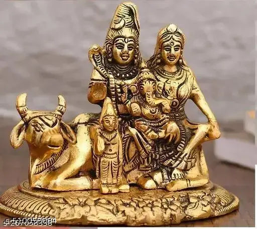 Sai Collection Shiv Pariwar Metal Idols for Mediation Metal Shiv Pariwar Showpiece for home Decor Metal Shiv Metal Shiv Pariwar Murti with Glossy finish unique Metal Sculptures .