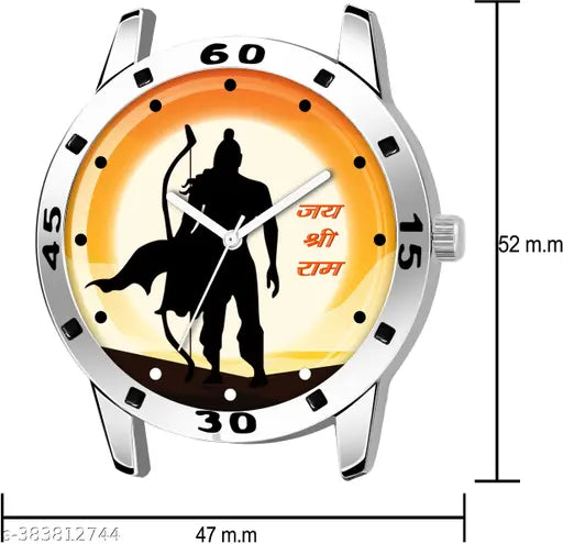 Jay Shree Ram Design Round Multi Color Dial Silver lather Analog Watch
