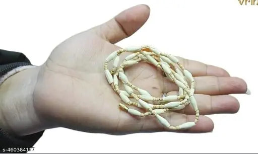 Tulsi Kanthi Mala With Three Tulsi Strips For Women Both With Lock , 100% Pure Tulsi Beads Make In Vrindavan Wood Chain