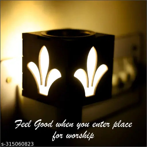 Gojeeva Kapoor Dani Electrical Camphor Diffuser Wooden with On/Off Switch to Toggle Between Diffuser/Kapoor Dani and Night Lamp_D34
