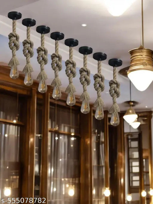 Hanging Rope Light, Decorative Light Pack of 8 Without Bulb ( Brown )- Home Decor, Fancy Light, Stylish Light,