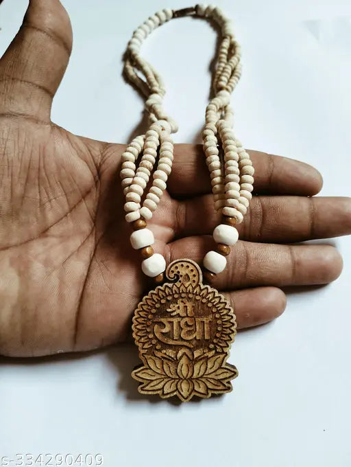 Shri Radha Tulsi Mala Pendate  3 Lade Tulsi Beaded Chain. Tulsi mala  Shree Radha