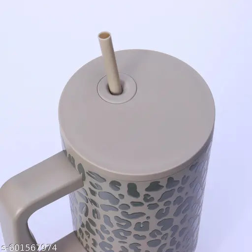 40oz Insulated Stainless Steel Tumbler with Handle & Straw Lid – Portable Vacuum Travel Cup for Hot & Cold Drinks | Leakproof Reusable Mug for Office, Gym, Outdoor & Travel Use(Beige)