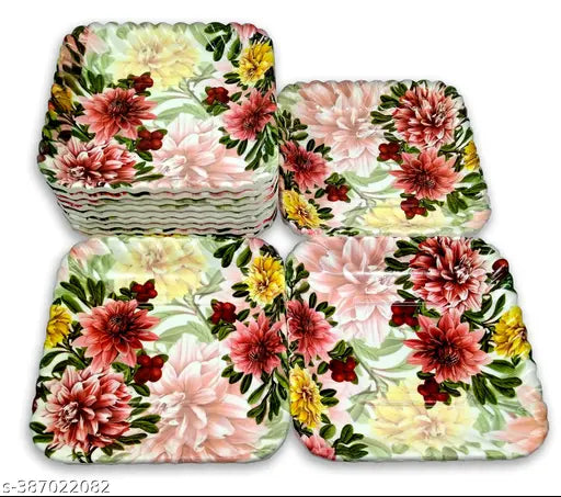 Set of 12 Melamine Snack Quarter Plates - Perfect Addition to Your Kitchen Utensils and Plates Collection