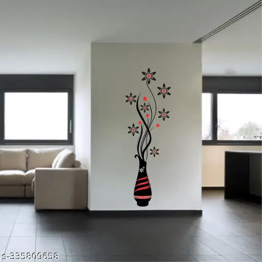 Décor Vibe Beautiful Flower Pot Wall Sticker