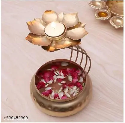Floating Decorative Bowl for Floating Flowers and Tea Light Candles Home,Office and Table Decor| Diwali Decoration Items, Metal, Gold Finish. 10 inches
