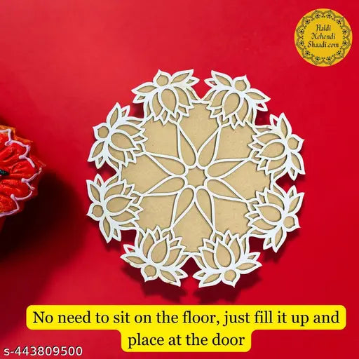 Portable Rangoli (12 inches) Stencil for Decor DIY Craft Reusable Templates for Floor Table Just Fill with Rangoli Atta or Grains for Navratri Pongal Pooja Mandir Rangoli Mats for Decoration
