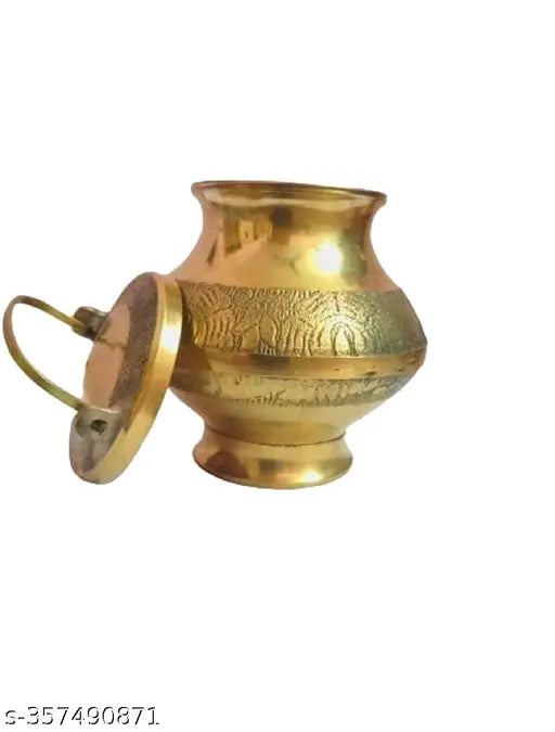 HaridwarDivine | Pure Brass Lota With Cover Brass Pooja Lota Kalash Lota Lota Kamandal Gold Standard
