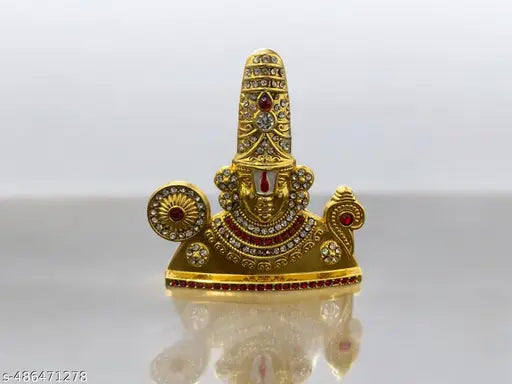 God perumal / Balaji multi stone golden metal idol for car dashboard