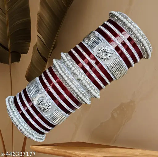 Great Quality Designer Chooda Elegant Bridal Chooda/Chuda Set For Women & Grils Mehpriye Bangles Kada/Punjabi Choora/Punjabi Chuda/Bridal Chuda Bangles/Kadas Set For Women's Bangles Kada Set | Punjabi Choora Set | Traditional Bangles For Women | Women's K