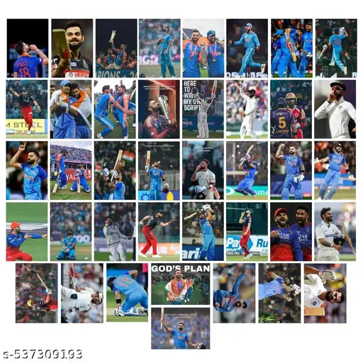 Virat Kohli Poster (Set of 40) | King of Cricket Virat Posters (15 x10 cm)4*6 Inches | Wall, Bedroom, Living room | Cricket Posters