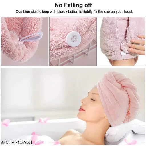 Hair Towel Wrap Turban Microfiber, Hair Drying Towels | Quick Hair Hat, Drying Shower Head Towels Wrapped, Bath Cap Anti Frizz Hair Dryer Towel for Women Girl (PACK OF 2)(MULTICOLOR)