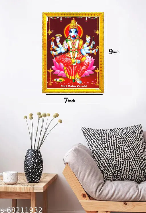 Varahi Amman Photo Frame For Wall / Table / Pooja Room ( 5x7 inches, Acrylic Glass) Golden