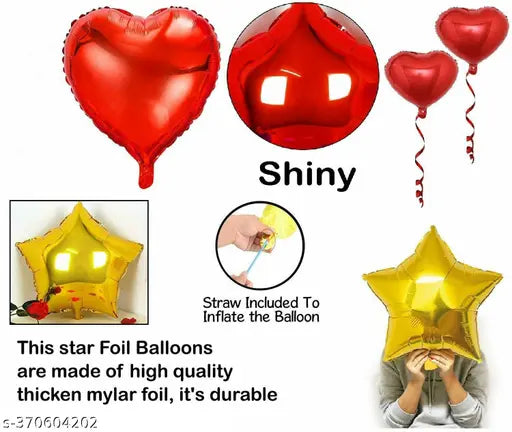 Golden Metallic Balloons, Haldi Foil Letters Balloons, Star Heart Foil Balloons, Gold Fringe Curtains Haldi Decoration Set for Wedding/Girls - Pack of 26