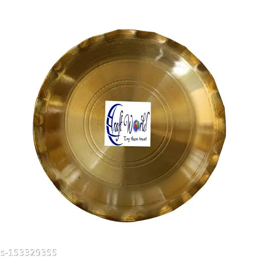 Craft World small Brass DJS Bhogathali for serving dry fruits/sweets(4Pieces, Gold) ( Pack of 4)