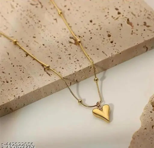 Little Heart Anti-Tarniish  Simple Light Luxury Stainless Steel Gold-Plated Chain Pendant | Stainless Steel Gold Plated/ Heart chain Waterproof Necklace | Gifts for Women and Girls