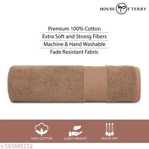 House of Terry 100% Cotton Bath Towel for Men & Women – 450 GSM Large Size 70×140 cm, Quick Dry, Soft, Absorbent, Fade Resistant, Gym, Spa & Travel Towel, Brick