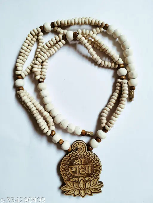 Shri Radha Tulsi Mala Pendate  3 Lade Tulsi Beaded Chain. Tulsi mala  Shree Radha