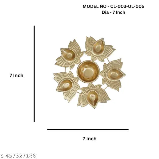 Craftlayout Urli Bowl for Home Décor, Lotus Shape Handcrafted Metal Bowl for Office Festive Diwali Decoration Set, Decorative Bowls for Floating Candles, Tealight Candles, Gift Items - 7 Inch Gold