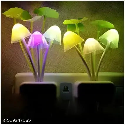 REVIRO HOME Magic 3D LED Night Lamp with Plug Smart Sensor auto On/Off and Color Change Mushroom Flowers Beautiful Illumination Home Decoration Lights for Bedroom Corridor (Multicolour) (Pack of 1)